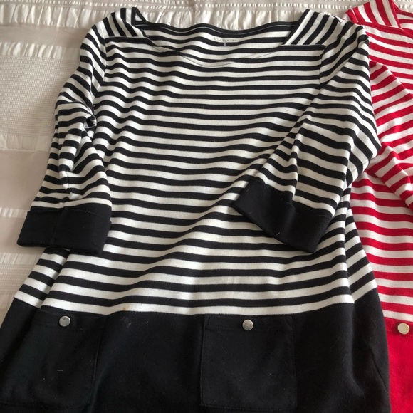 3 Kim Rogers Boat Neck 3/4 sleeves stripe shirts - Picture 3 of 4